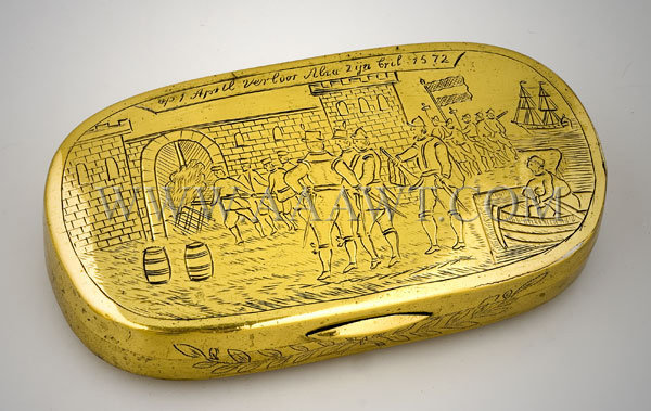 Brass Tobacco Box
Engraved Decoration
18th Century, entire view